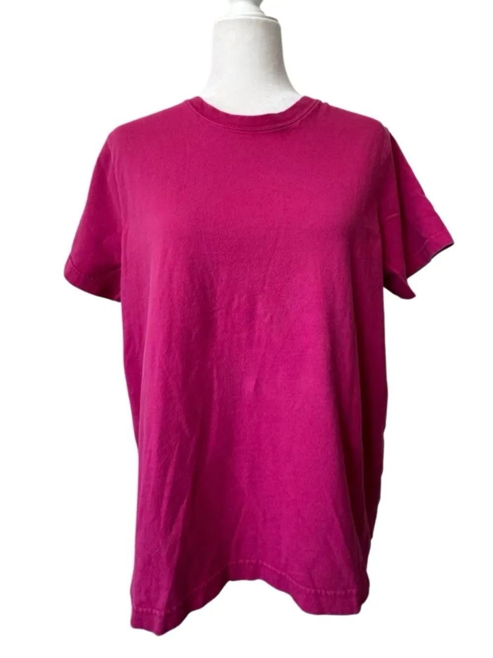 L.L. Bean Women's 100% Cotton Bright Fuchsia Short Sleeve Tee SZ L
